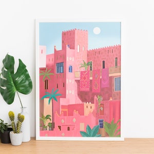 Printable, Kasbah Marrakech, DIGITAL DOWNLOAD, Wall art, Morocco Decor, Travel art, Morocco illustration, Home Decor