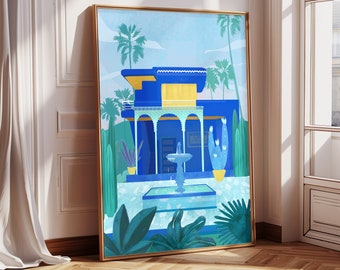 Wall Art,Marrakech, Morocco, Home decor, Art print, Illustration, Travel Art,  Jardin Majorelle