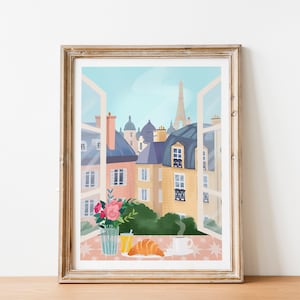 Emily en París, impresión de arte de pared, cartel de viaje, ilustración de decoración del hogar, A4 / A3