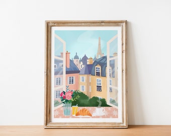 Emily in Paris, Paris Wall Art Print, Paris Travel poster, Home decor illustration, Housewarming, Gift for Her