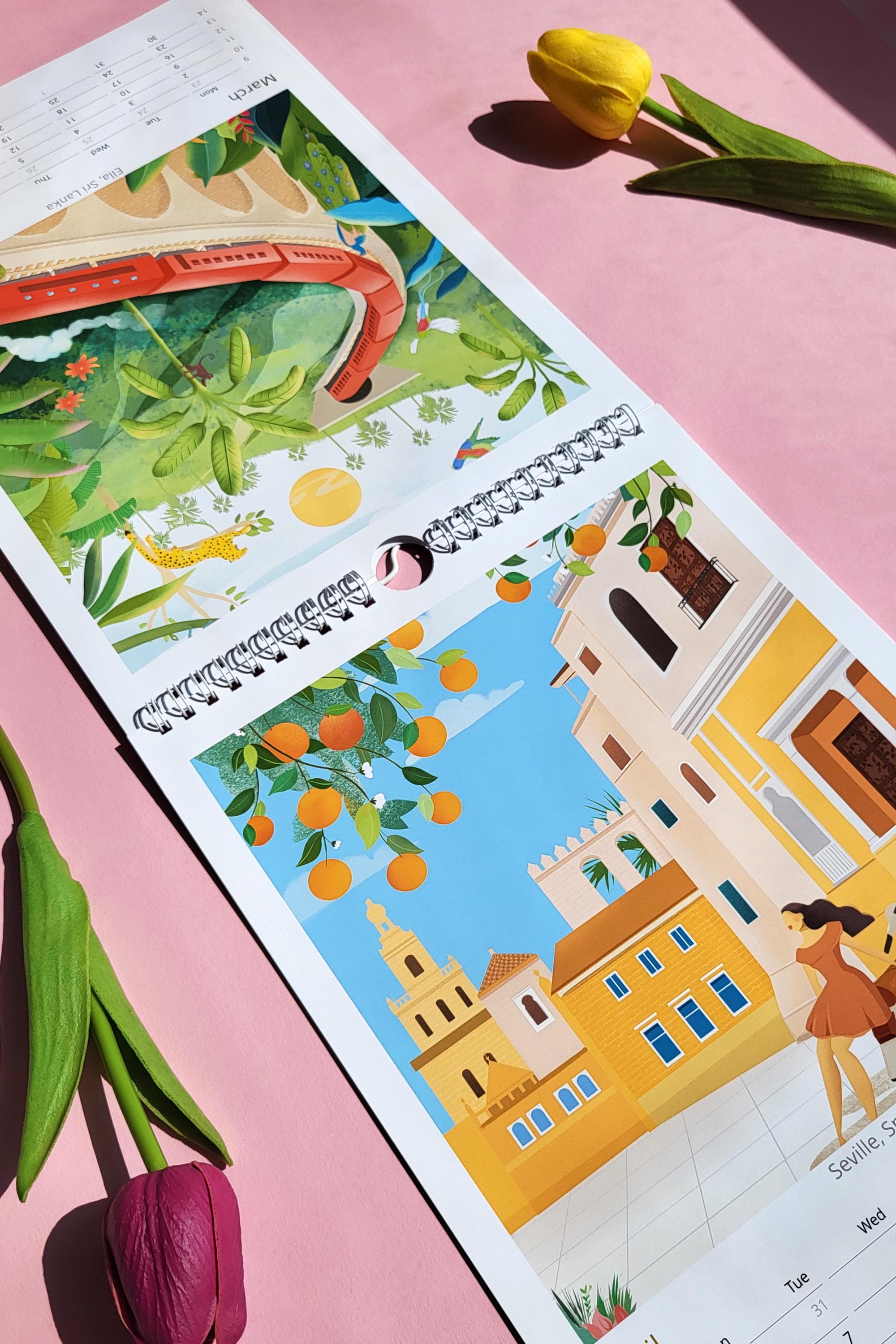 2026 Travel Wall Calendar, Illustrated Monthly Planner, A4 - Etsy