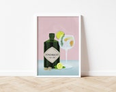 PRINTABLE Gin Cocktail, Kitchen Wall Art, Alcohol Print, DIGITAL DOWNLOAD, Kitchen art, Gin tonic