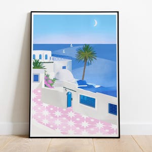 Ilustración de impresión de arte de pared de océano, cartel de viaje de decoración del hogar de verano