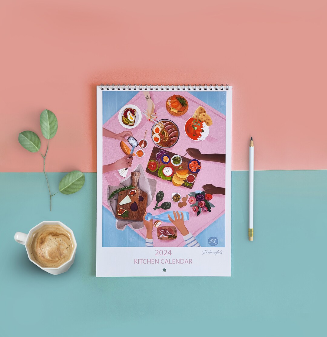 Kitchen Wall Calendar 2024, Monthly Calendar Planer, Kitchen