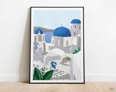 PRINTABLE Santorini Art, Greece Travel Landscape, Wall art, DIGITAL DOWNLOAD, Home decor, Travel