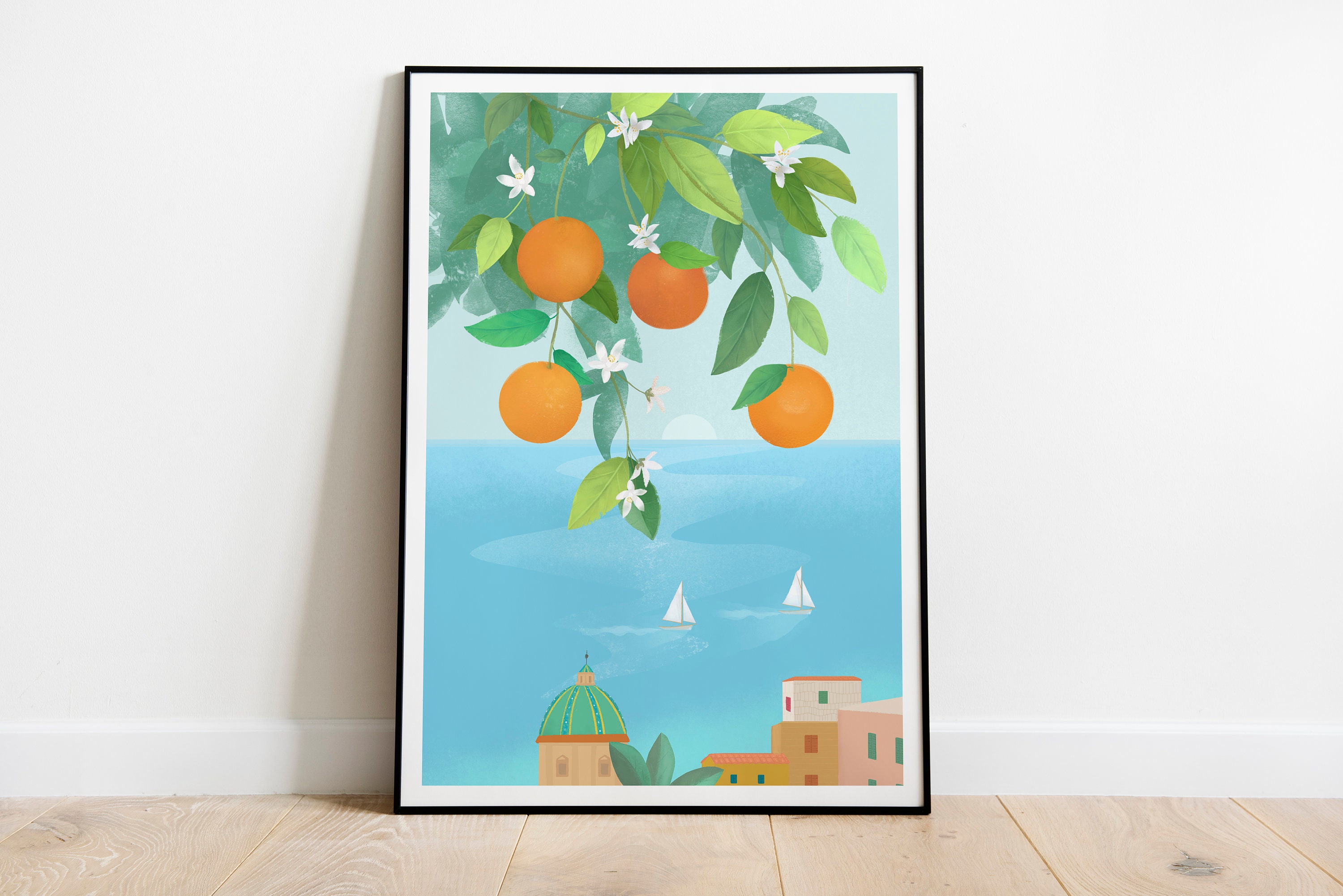 Art Print ''Amalfi Oranges'', Fruit Poster, Housewarming Gift Idea, Fruit Market Print,Art Poster Original, Botanical Art