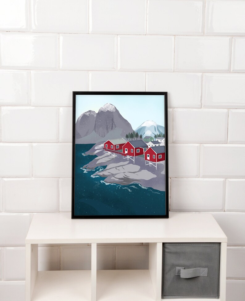 Norway Travel Poster Printable Wall Art Digital Etsy