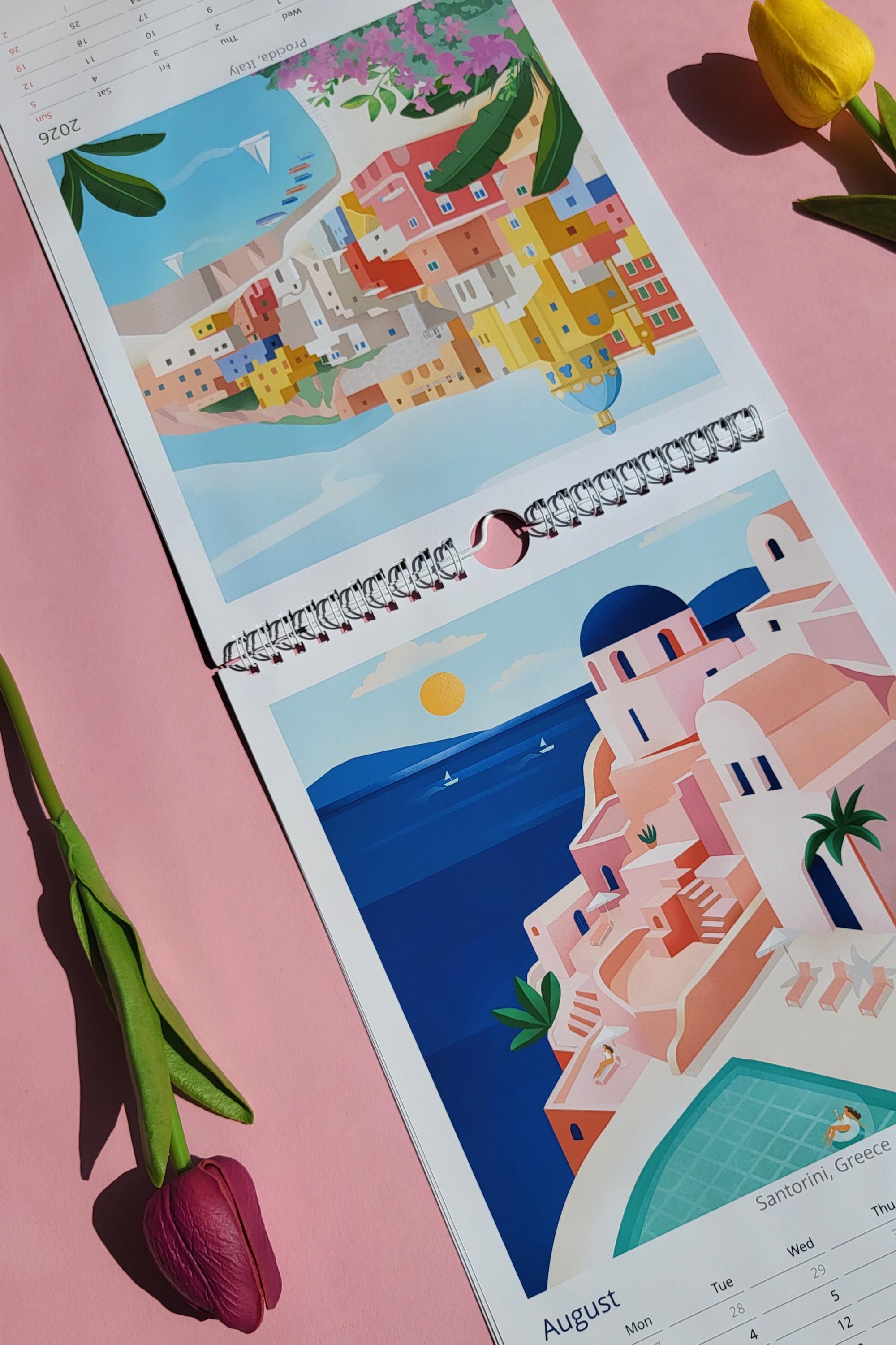 2026 Travel Wall Calendar, Illustrated Monthly Planner, A4 - Etsy
