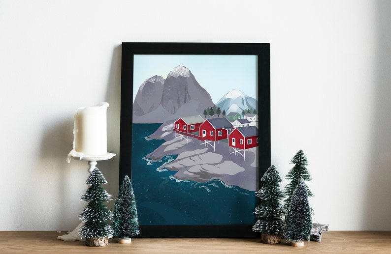 Norway Travel Poster Printable Wall Art Digital Etsy