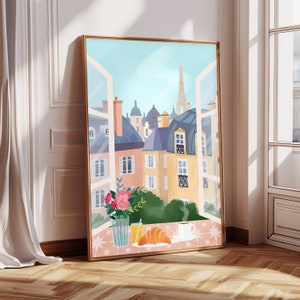 Emily en París, arte de pared para imprimir, cartel de viaje, ilustración de decoración de pared, arte de descarga digital