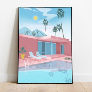 Imprimible, arte de pared de California, cartel de descarga digital, ilustración de LA, arte instantáneo
