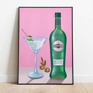 Martini Cocktail Art Print: Modern Bar Cart Decor (Digital Download