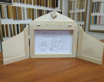 Miniteatro Kamishibai. Butai con un libro para colorear.