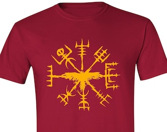 Koszulka Vegvísir Nordic Compass, prezent dla mężczyzn, prezent dla przyjaciół, prezenty dla współpracowników, wiking, nordycki, spersonalizowane koszulki, vegvisir