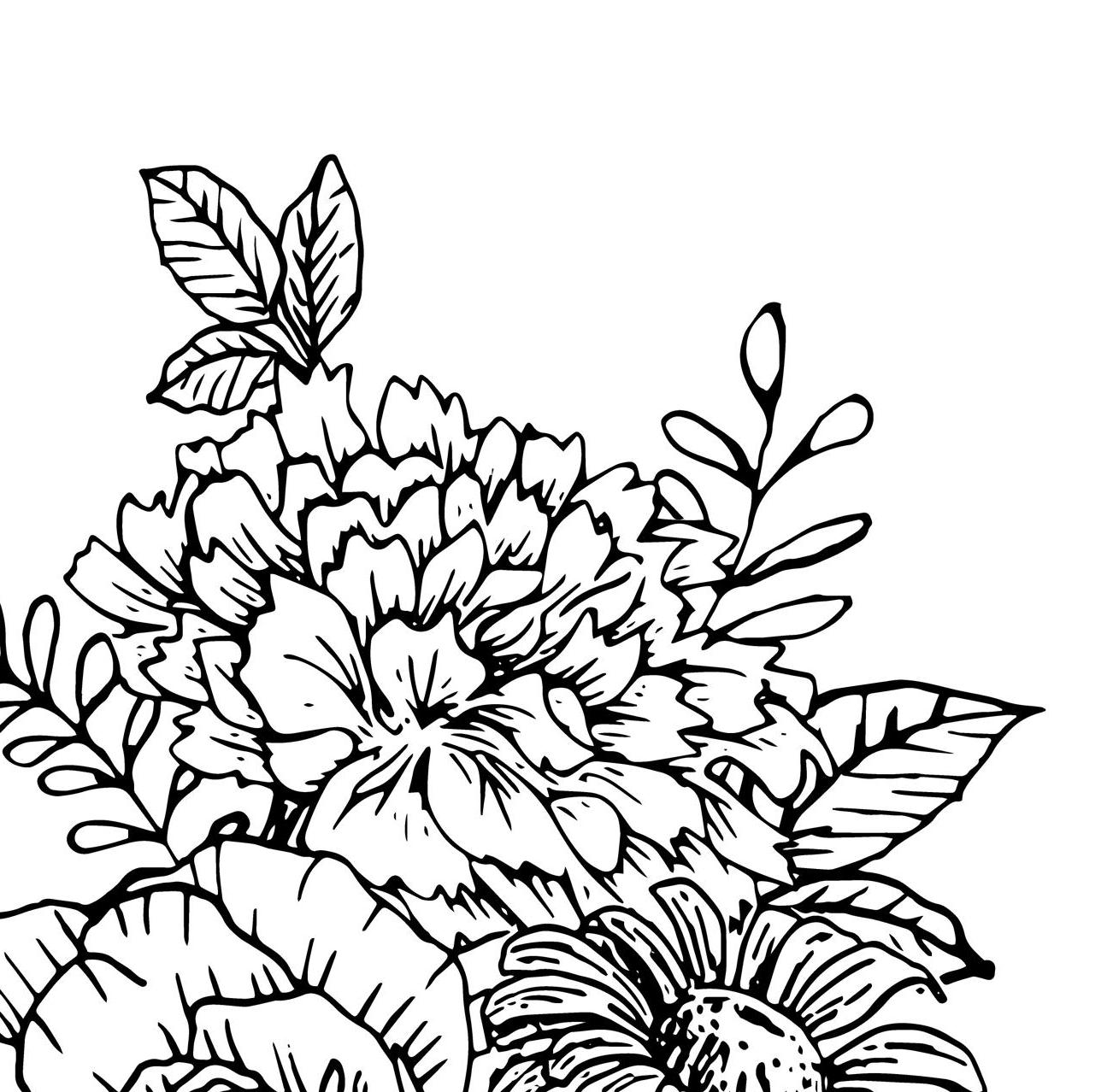 DIGITAL FILE: Black and White Floral Tattoo Design Flower Outline ...