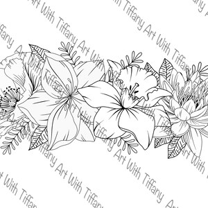 DIGITAL FILE: Black and White Floral Tattoo Design; Flower Outline