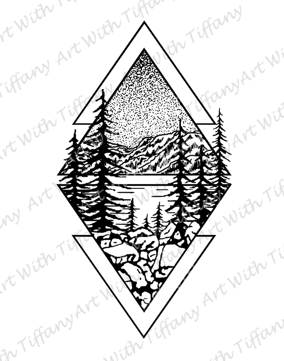 Majestic Mountain Geometry: Unique Mountain Tattoo Concepts