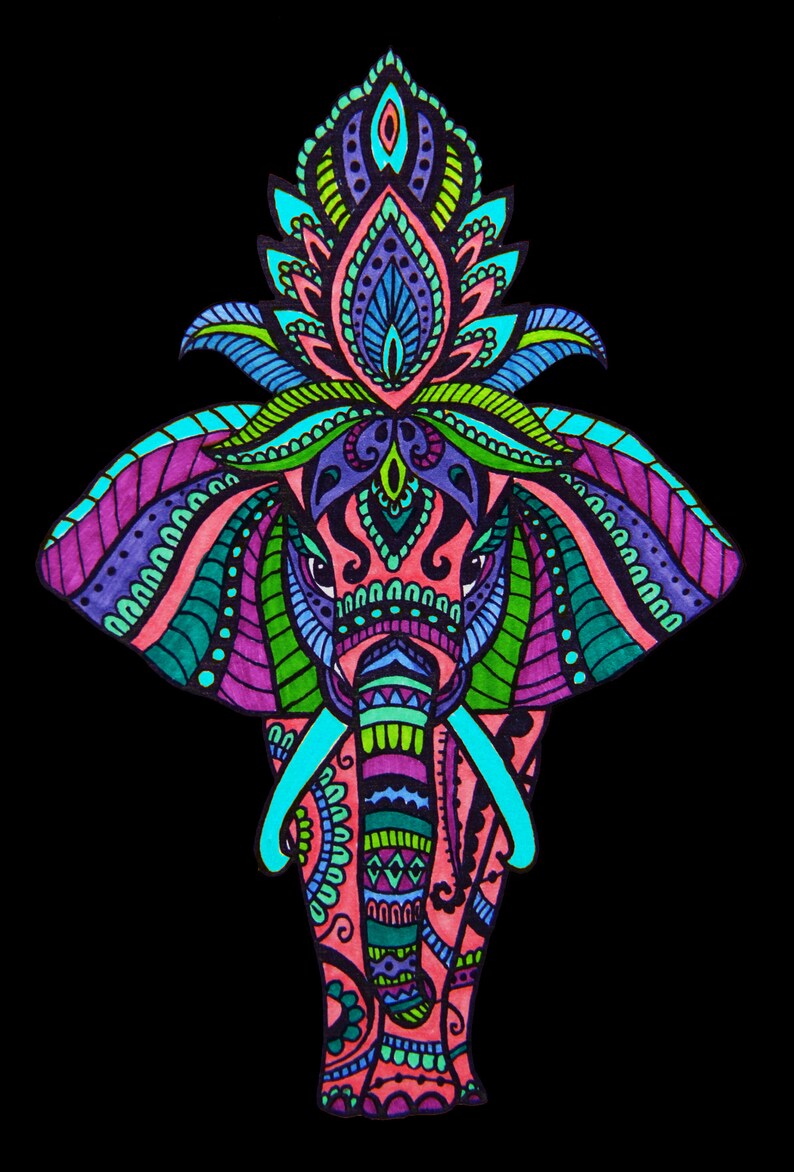 Download Elephant Lotus Flower Mandala Sharpie Drawing: Framed Wall ...