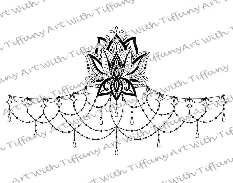 DIGITAL FILE Lotus Mandala Ornament Underboob Sternum/chest or Neck