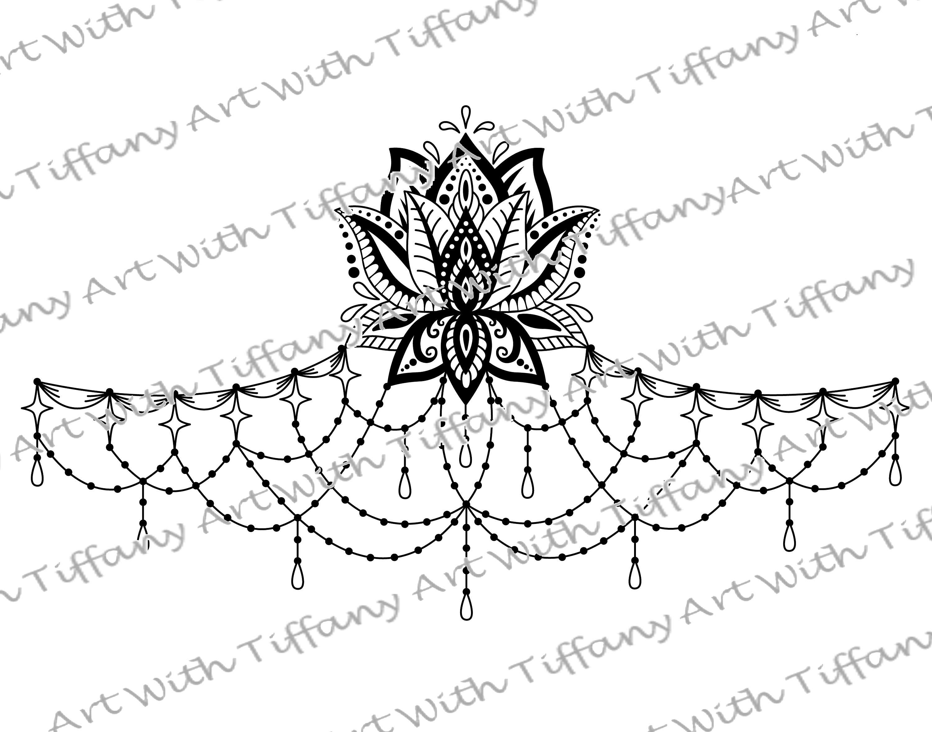 DIGITAL FILE: Lotus Mandala Ornament Underboob Sternum/chest or Neck ...