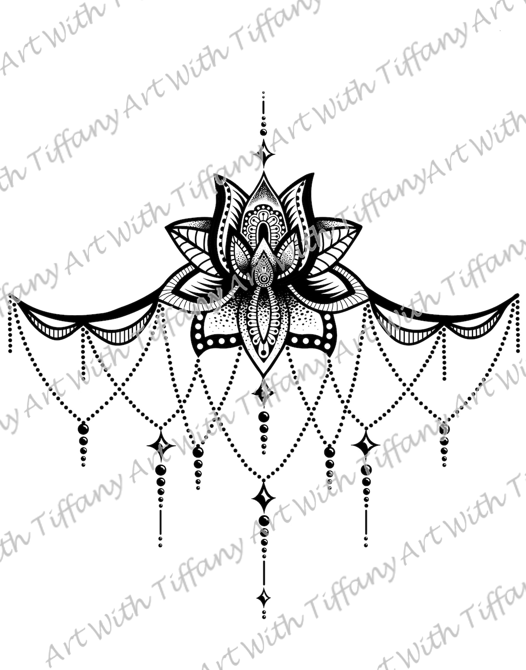 DIGITAL FILE: Lotus Mandala Ornament Underboob Sternum/chest Tattoo ...