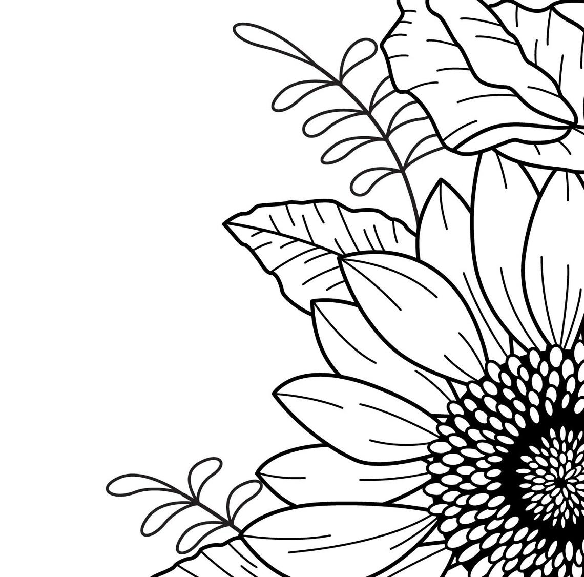 DIGITAL FILE Sunflower and Roses Flower Tattoo Design Etsy