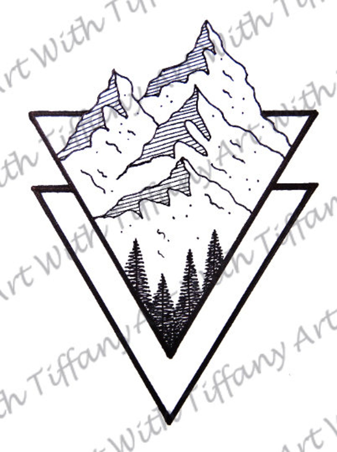 Lake And Mountains. Tattoo Sketch. Vector Print. Royalty Free SVG,  Cliparts, Vectors, And Stock Illustration. Image 80128367.