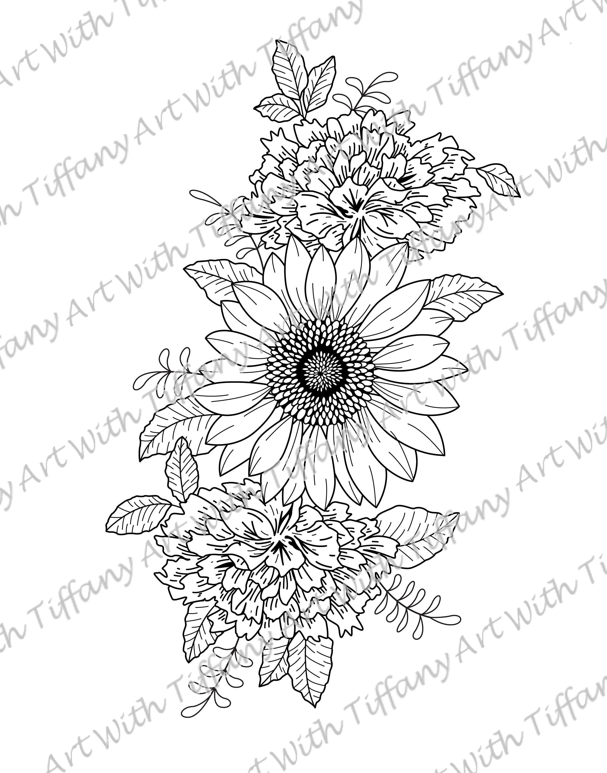 DIGITAL FILE: Sunflower and Carnation Tattoo Design - Etsy Finland DIGITAL FILE: Sunflower and Carnation Tattoo Design - Etsy Finland