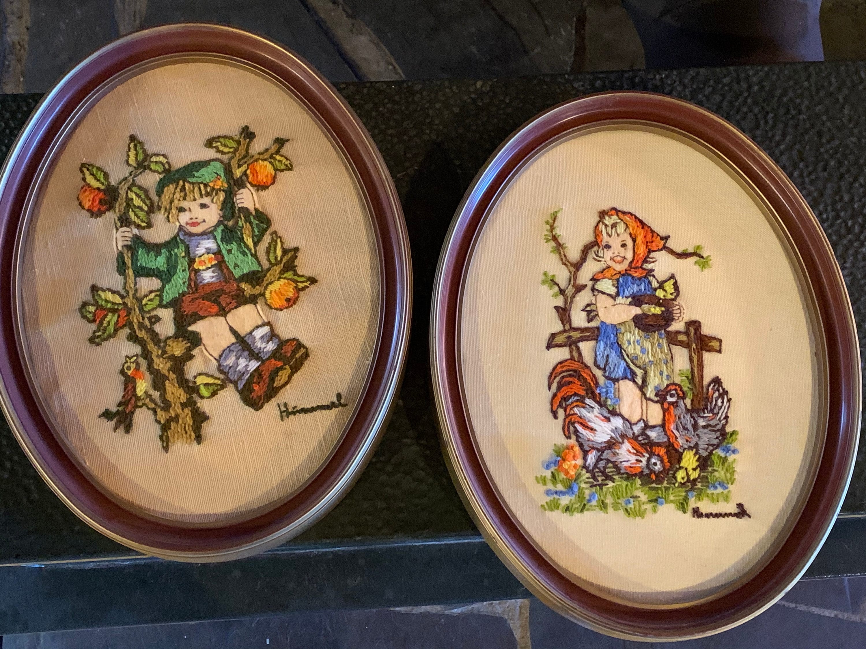 Framed Vintage Hummel Needlepoint set Etsy