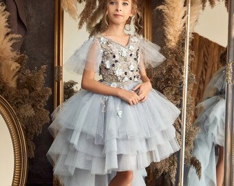 Traumhaftes Mädchen Kleid Blumenmädchen Hochzeit Partykleid Top Markenprodukt 