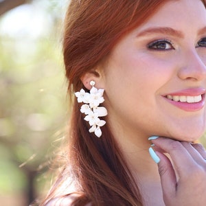 Porcelain Flowers Wedding Earrings