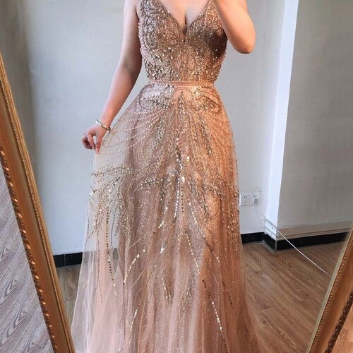 Vintage Style Champagne Wedding Dress 