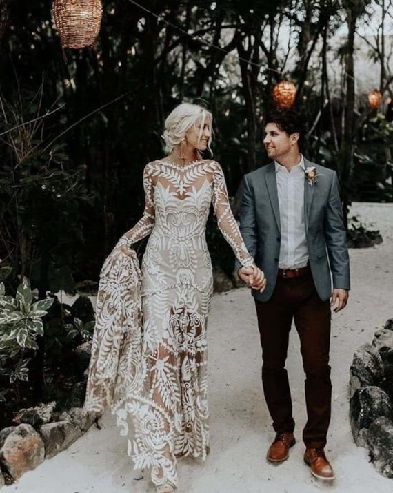 Mermaid boho shop wedding dress