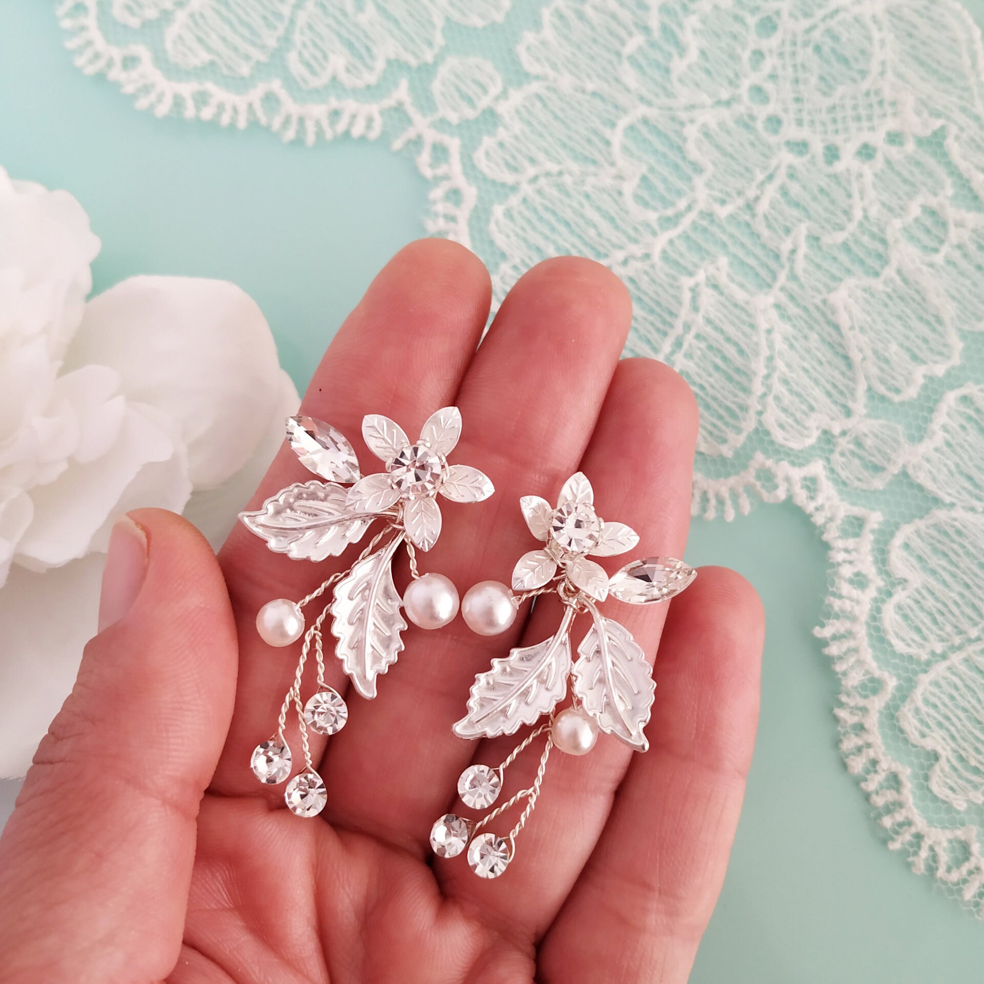 Boho Wedding Earrings Boho Bridal Jewelry Swarovski Chandelier Etsy