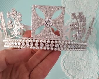 King George IV State Diadem, Queen Elizabeth Crown Replica, Royal Wedding Tiara, Vintage Regal Bridal Tiara, Swarovski Crystal Bridal Crown,