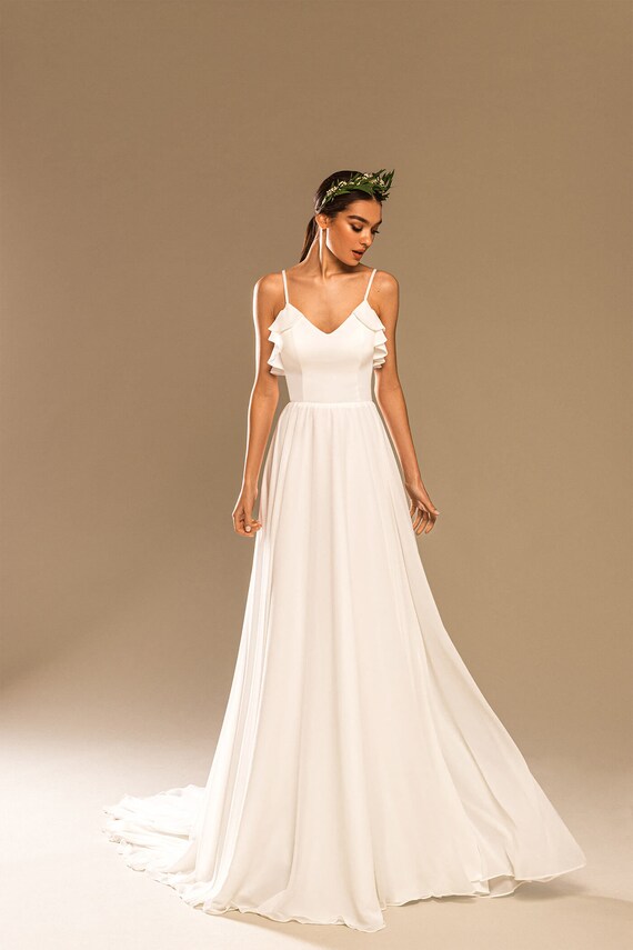 V neck Chiffon Sexy Wedding Dress 