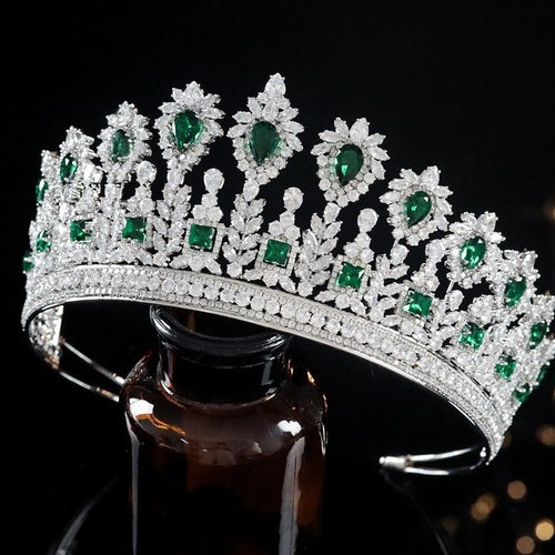 Emerald Green Royal Bridal Crown Green Crystal Bride Tiara - Etsy