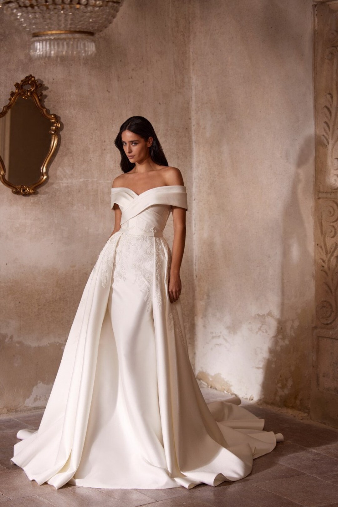Off-the-shoulder Sexy Mermaid Wedding Dress With Detachable - Etsy Singapore
