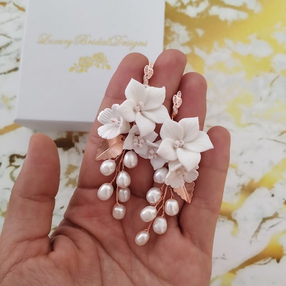Porcelain shop flower earrings