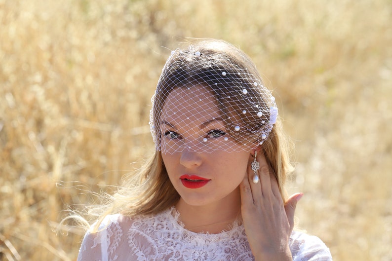 Pearl bridal veil Russian netting Birdcage Headband Veil Wedding Headpiece Vintage Style Art Deco Bridal Veil Pearl Birdcage Wedding Veil