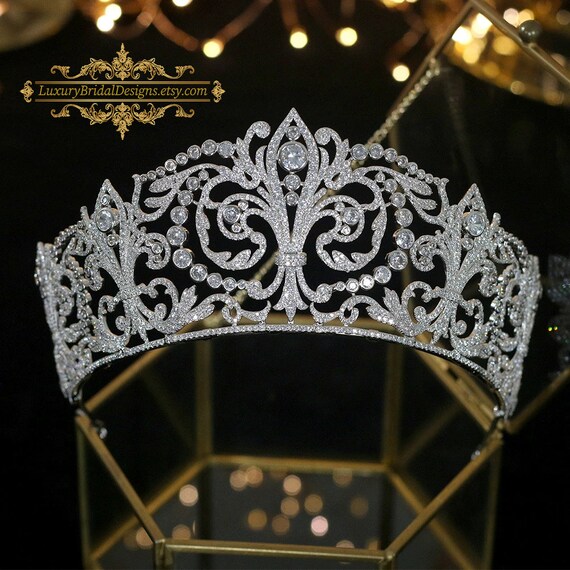 Queen Letizia Spanish Royal Tiara Replica Full Cubic Zirconia Etsy