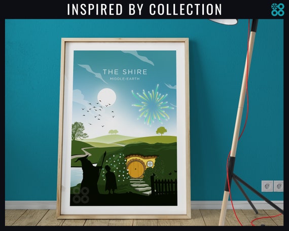 Hobbit Lord of the Rings movie inspired The Shire Tolkien A3 Poster Print