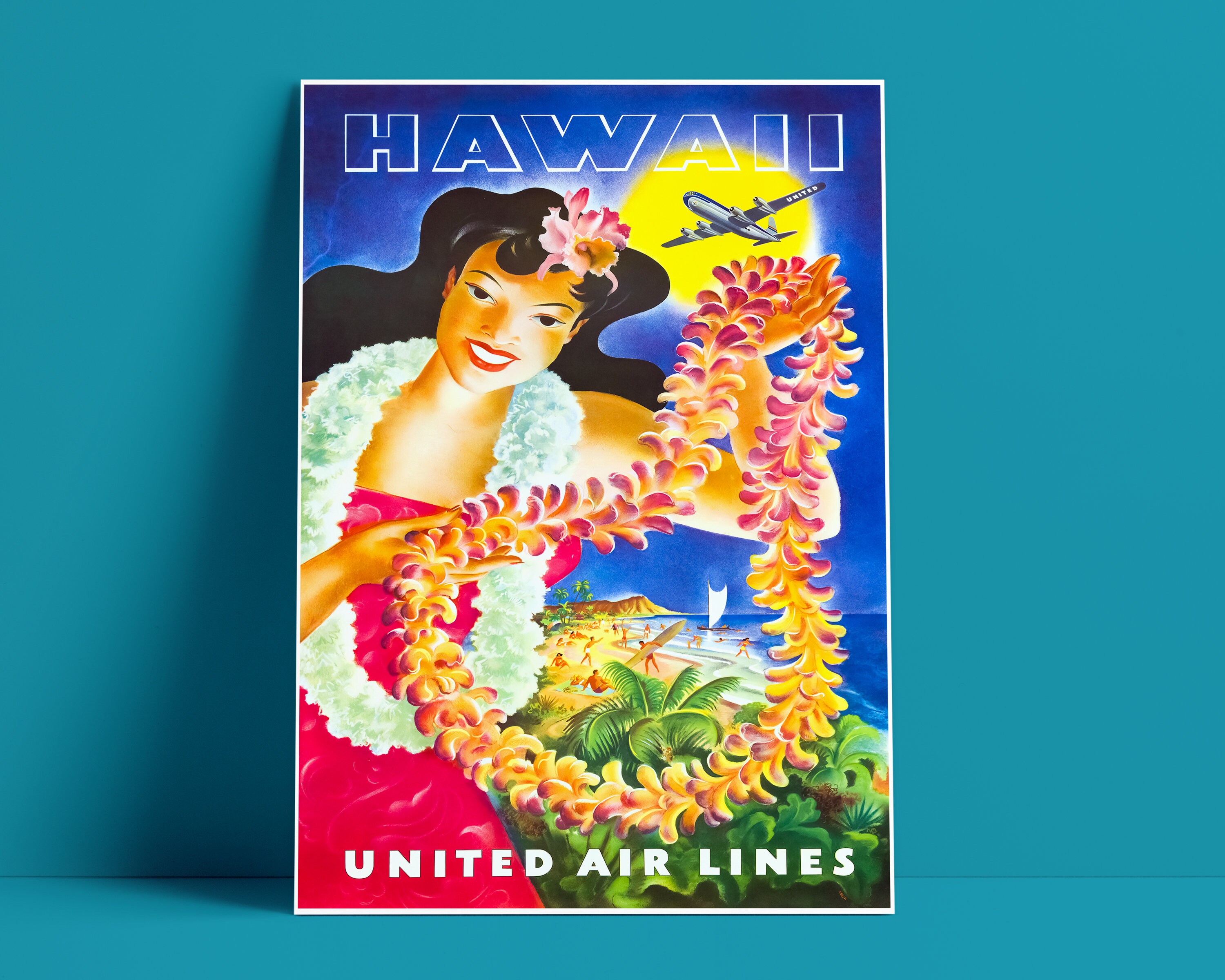 Hawaii Travel Poster Hawaiian Airlines Poster Travel