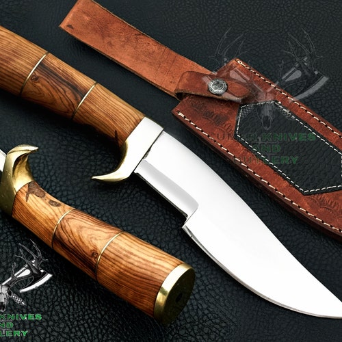Custom handmade d2 steel skkiner knife with olive wood handle shops with cover ,anniversary gift,new year gift,christmas gift .