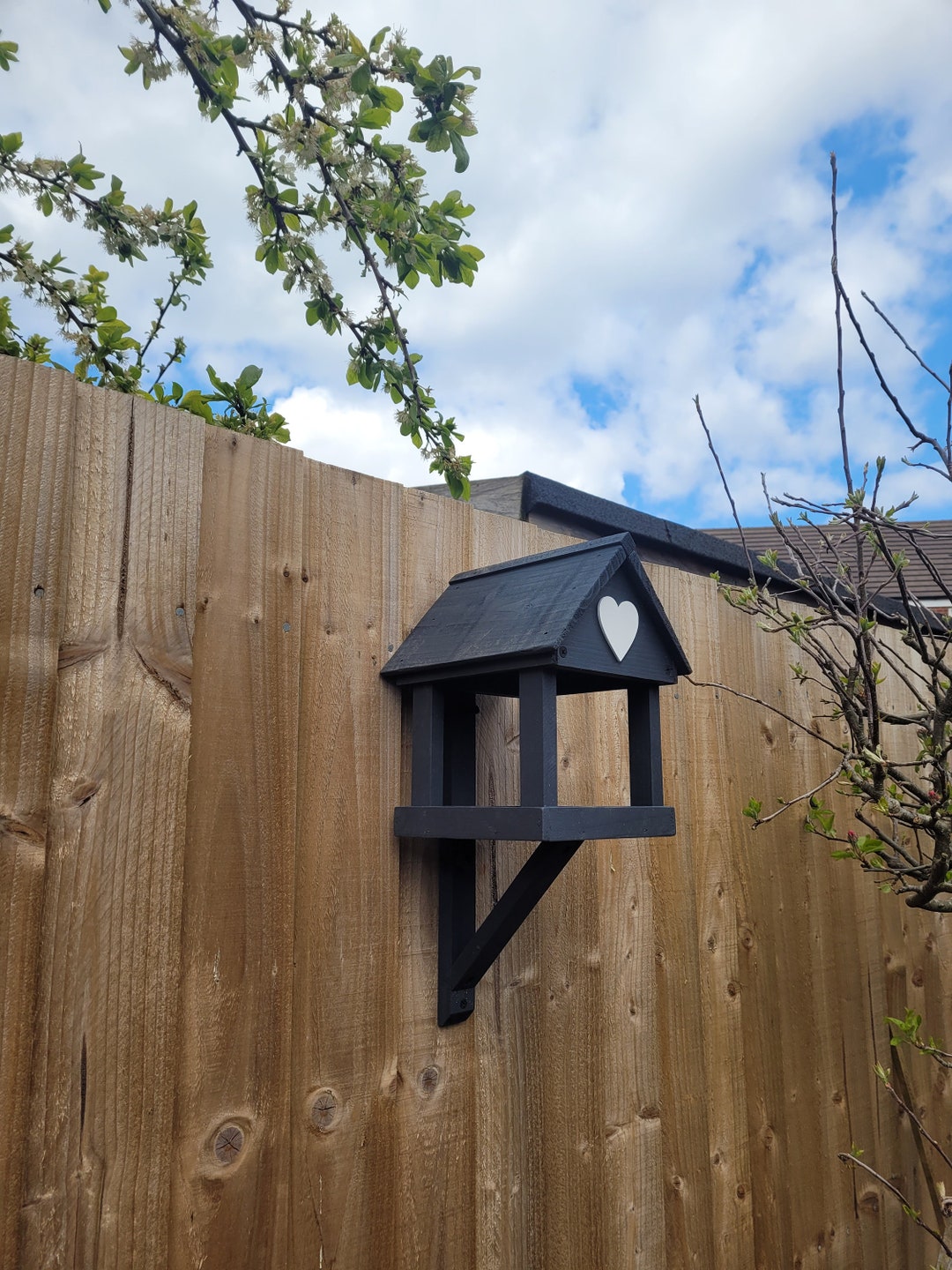 Small Wooden Fence/post Fix Bird Table. With Heart Feature - Etsy