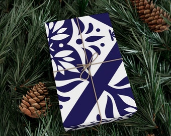 Papeles de envoltura de regalo, papel de envoltura azul y blanco, rollos de papel de envoltura clásicos, envoltura de regalo navideño, papel de envoltura de regalo, hermoso papel de envoltura,