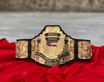 New United States Heavyweight Wrestling Championship Belts 24kt Gold Plated Hand Tooled Leather Strap