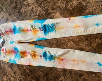 Women's Tie Dye Next Level Stretch Pants.  Made by American Eagle.  Size 8.  Authentically tie-dyed, not printed.