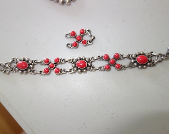 Coral and sterling bracelet 925