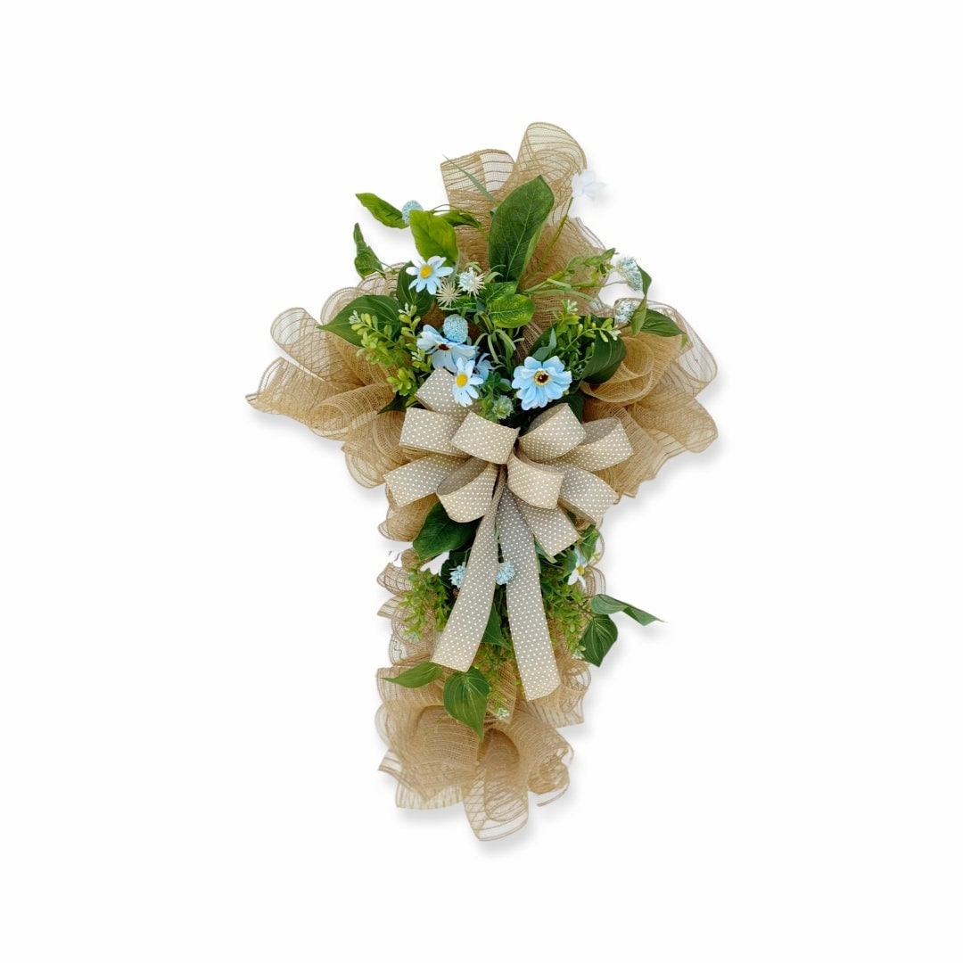 Floral Cross Wreath, Memorial Cross Wreath, Cross Wreath for Cemetery